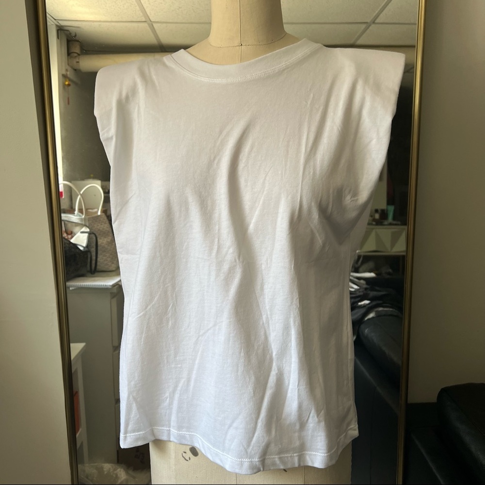 Zara white top with padded shoulders